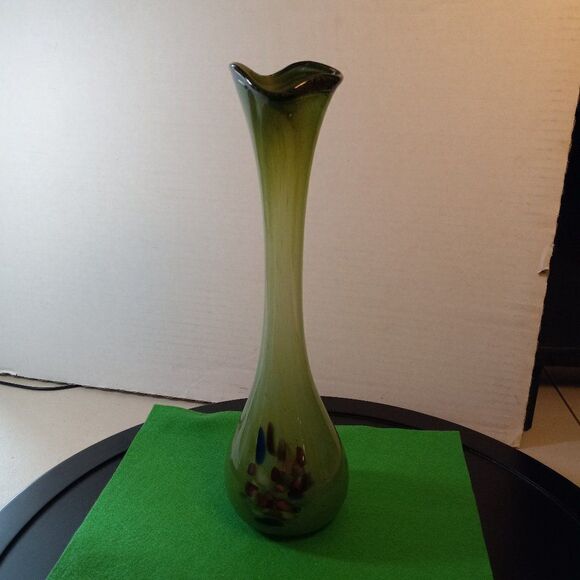 In Murano Style Art Glass Bulbous Vase Cottagecore Kitsch - Picture 2 of 8
